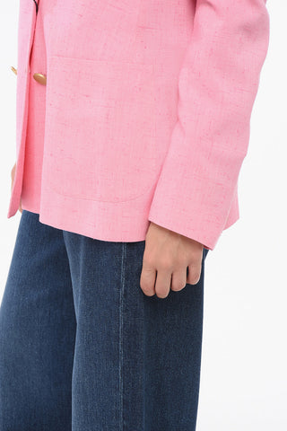 Blazer Doppiopetto In Misto Seta Con Tasche A Toppa