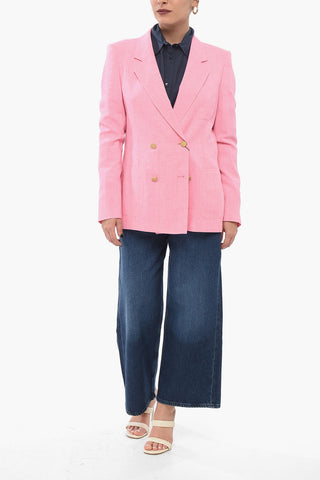 Blazer Doppiopetto In Misto Seta Con Tasche A Toppa