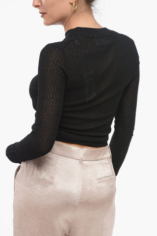 Crew Neck See Through Viscose Blend Sweater