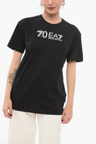 EA7 Crew Neck Cotton T-Shirt with Print