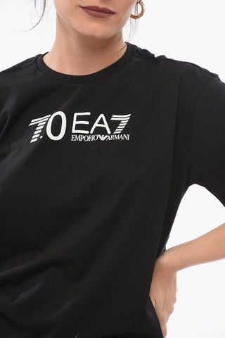 EA7 Crew Neck Cotton T-Shirt with Print