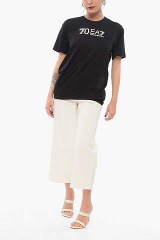 EA7 Crew Neck Cotton T-Shirt with Print