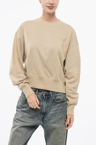 Monochrome Cotton Sweatshirt with Crew Neck