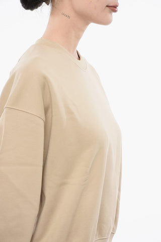 Monochrome Cotton Sweatshirt with Crew Neck