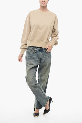 Monochrome Cotton Sweatshirt with Crew Neck