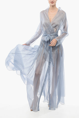 Langes Wickelkleid aus Seide