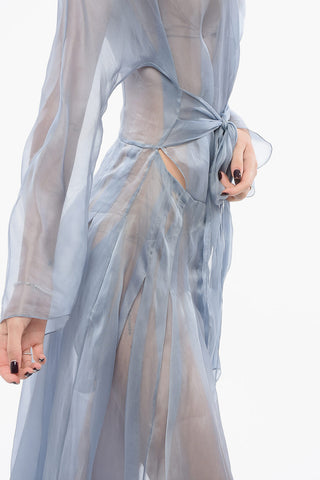 Langes Wickelkleid aus Seide