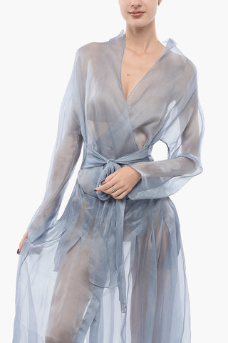 Langes Wickelkleid aus Seide