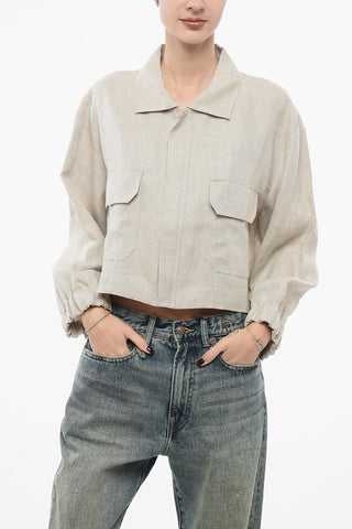 Linen Cropped Zipped Blouse