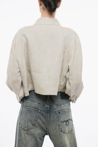Linen Cropped Zipped Blouse