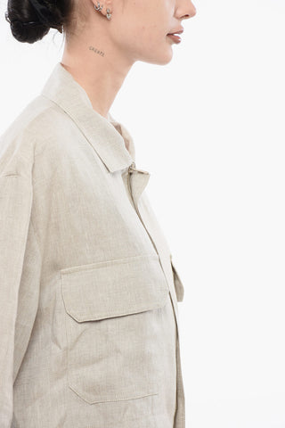 Linen Cropped Zipped Blouse