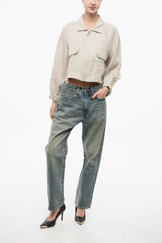 Linen Cropped Zipped Blouse