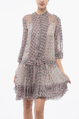 Chiffon Pleated Dress with Sequins