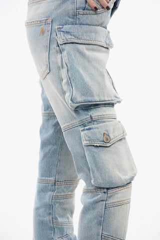 Cargo-Jeans in heller Waschung
