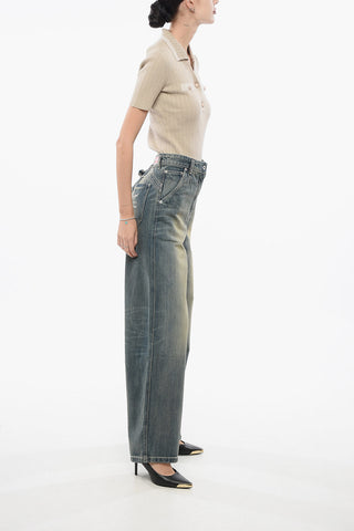 Straight-Fit Jeans in Vintage-Wash Denim 23cm