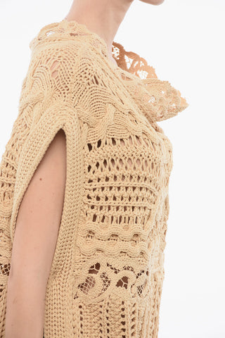 Crochet Cotton-Blend Sleeveless Top with Lace Detail