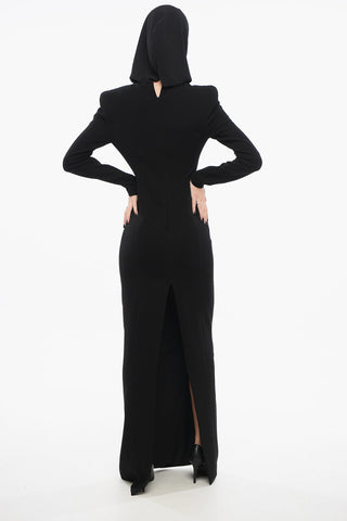 Hooded Long Dress With Back Slit