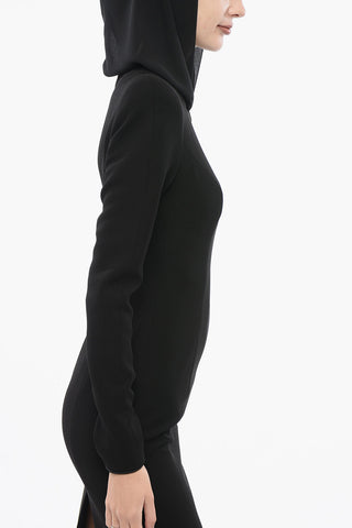 Hooded Long Dress With Back Slit