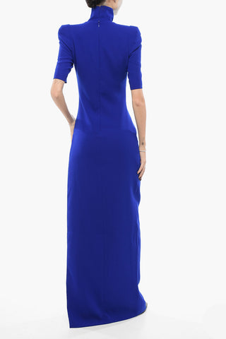 Long Dress With Side Slit And Shoulder Pads