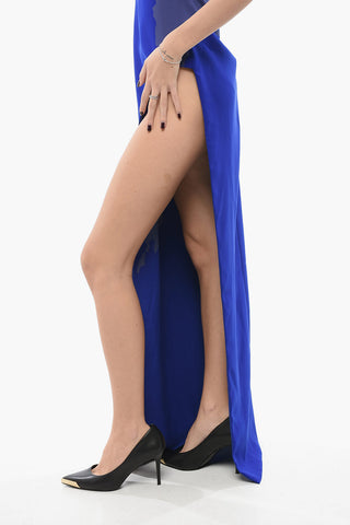 Long Dress With Side Slit And Shoulder Pads