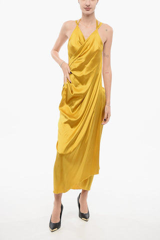 Dropped-Shoulder Satin Dress