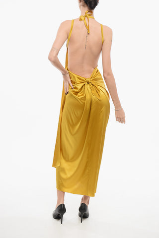 Dropped-Shoulder Satin Dress
