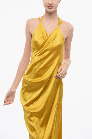 Dropped-Shoulder Satin Dress