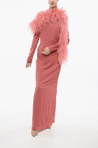PEONY Slip Dress with Feathers