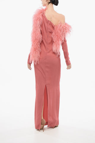 PEONY Slip Dress with Feathers