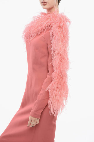 PEONY Slip Dress with Feathers