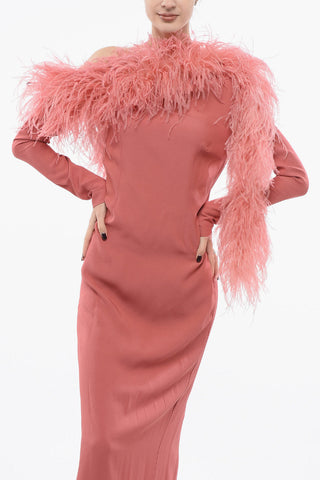 PEONY Slip Dress with Feathers