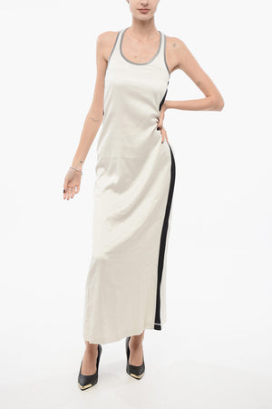 Gerades Kleid aus Viskose mit gesticktem Logo
