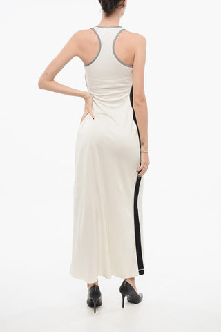 Vestito Dritto in Viscosa con Logo Ricamato