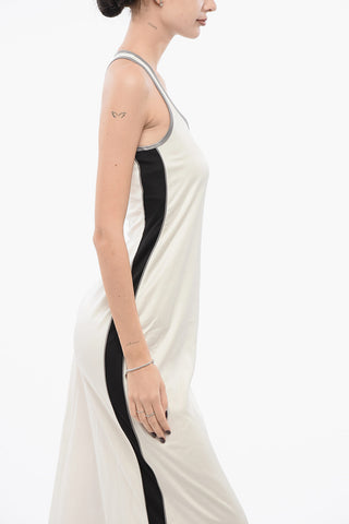 Vestito Dritto in Viscosa con Logo Ricamato