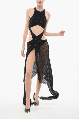 Beaded Maxi Dress with Cut-Outs