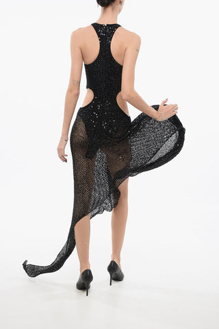 Beaded Maxi Dress with Cut-Outs