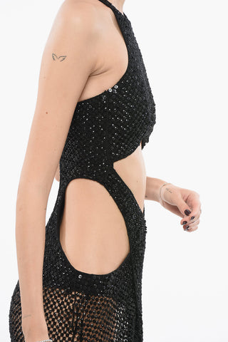 Beaded Maxi Dress with Cut-Outs