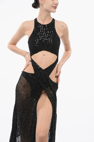 Beaded Maxi Dress with Cut-Outs