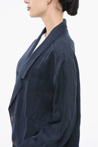 Blazer In Lino Monopetto Con Tashce A Toppa