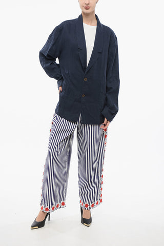 Blazer In Lino Monopetto Con Tashce A Toppa