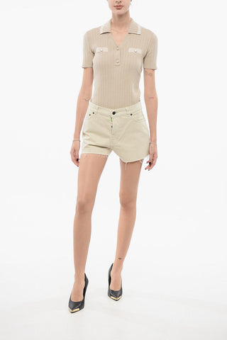 Shorts In Denim Con Fondo Raw-Cut