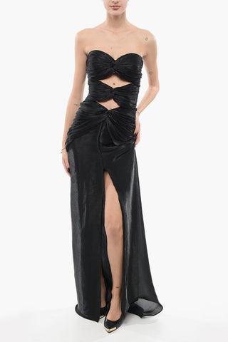 Abito in Georgette Effetto Lurex con Cut Out