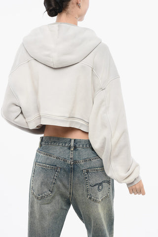 Felpa Hoodie Cropped Fit con Zip Frontale