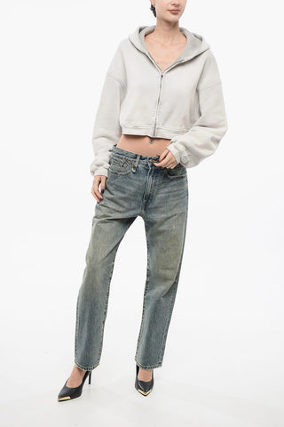 Felpa Hoodie Cropped Fit con Zip Frontale