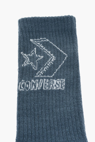 Set 2 Pairs of Long Ribbed Socks with Contrast Logo