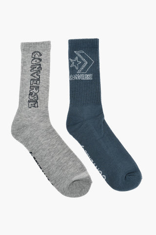 Set 2 Pairs of Long Ribbed Socks with Contrast Logo