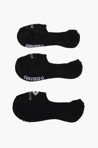 Set 3 Paia di Calzini Ultra Bassi in Tinta Unita con Logo a Contrasto