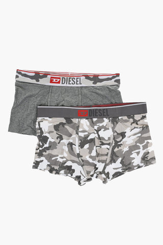 Set of 2 Stretch Cotton Boxer Shorts with Camouflage Pattern