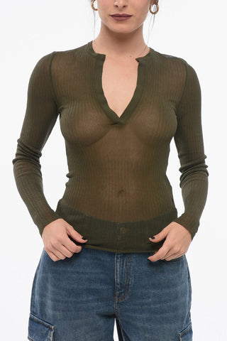 SFILATA V-neckline Sheer Sweater