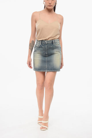 Vintage-Wash Denim Mini Skirt